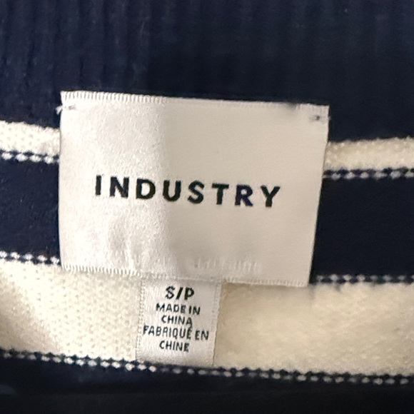 Industri Striped Navy and White Crew Neck Sweater - Picture 2 of 5